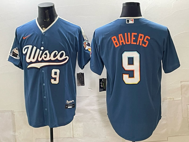 Men 2026 Milwaukee Brewers #9 Bauers blue Game Nike MLB Jersey 081101->milwaukee brewers->MLB Jersey